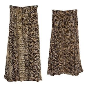 Sterling Styles Reversible Animal Print Metallic Midi Skirt 2X/3X Boho Leopard